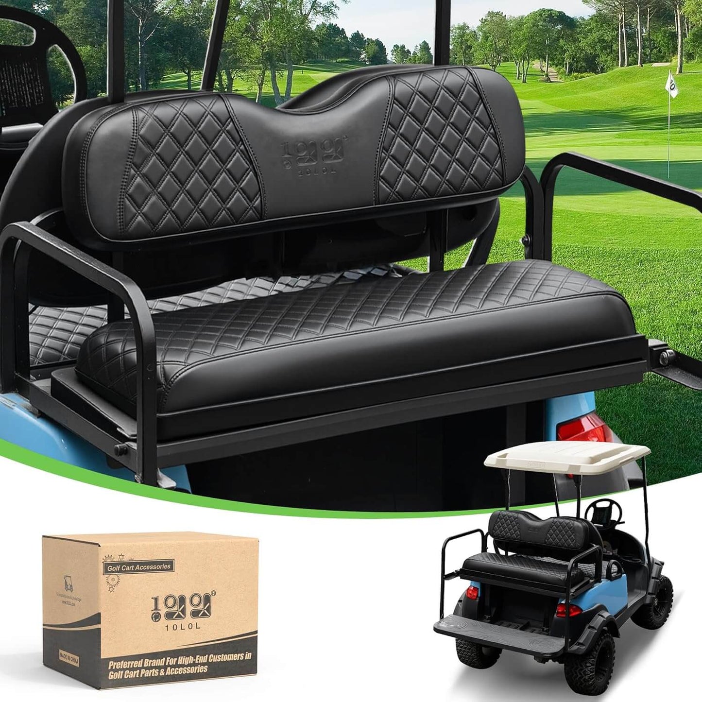 Golf Cart Rear Seat Covers — Universal Fit for EZGO, Yamaha & Club Car