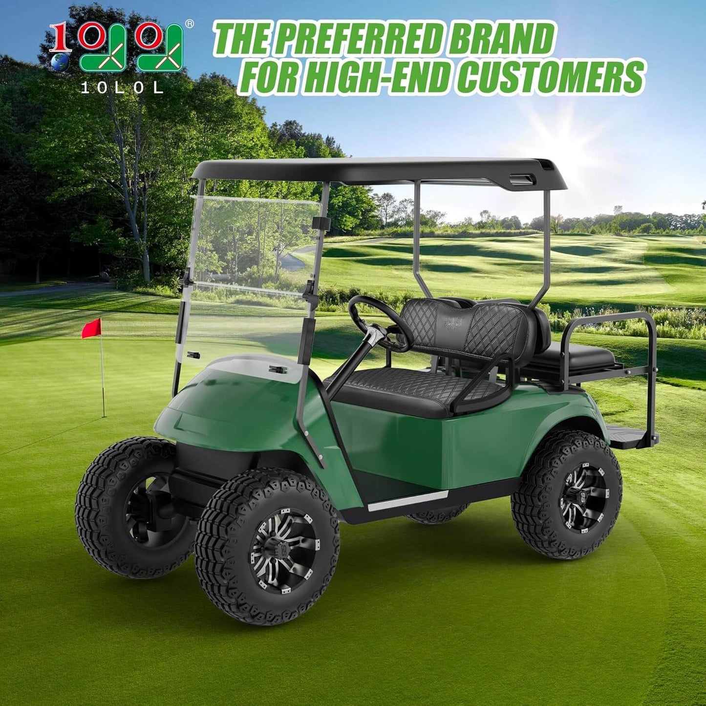 EZGO TXT Golf Cart Front Seat Covers — Memory Foam, Waterproof Set