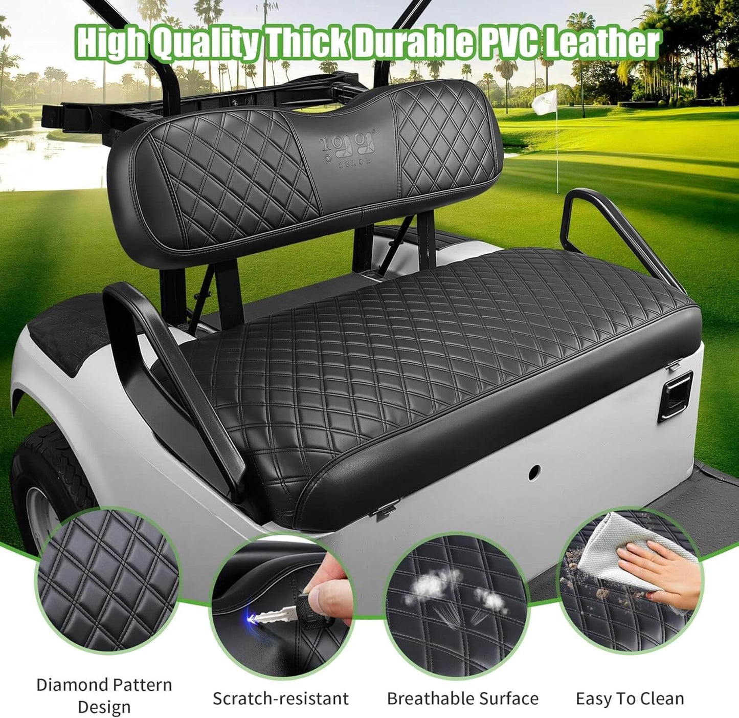 EZGO TXT Golf Cart Front Seat Covers — Memory Foam, Waterproof Set
