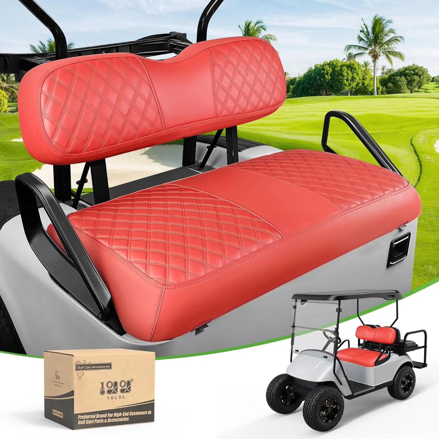 EZGO TXT Golf Cart Front Seat Covers — Memory Foam, Waterproof Set