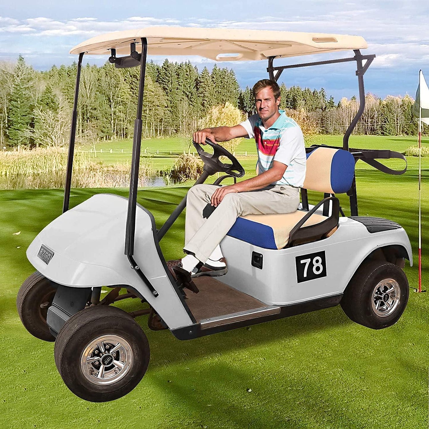 EZGO TXT Golf Cart Seat Covers — Breathable Mesh Front Set